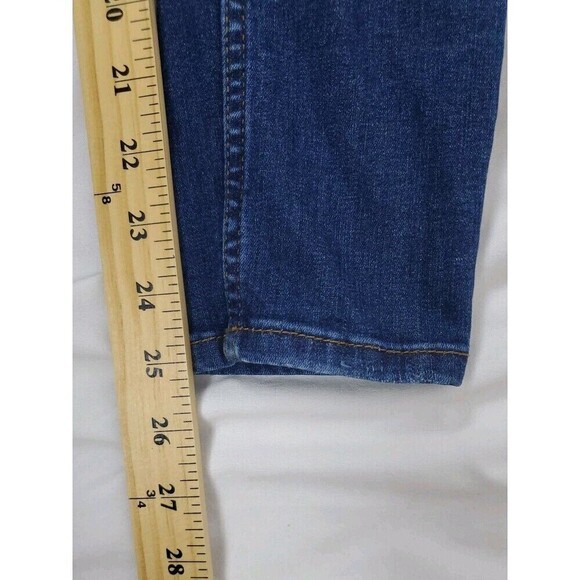 Free People Jeans Size 27x25 Skinny Leg Torn Distressed Stretch Denim Blue - Picture 10 of 11